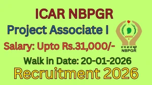 ICAR NBPGR Project Associate I Recruitment 2026 – Walk in