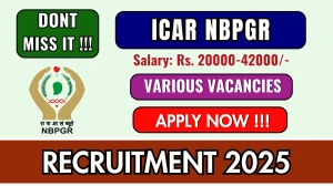 ICAR NBPGR Recruitment 2025 - Apply Online for 02 Senior Research Fellow, Project Assistant Posts ICAR NBPGR Recruitment 2025 - Apply Online for 02 Senior Research Fellow, Project Assistant Posts