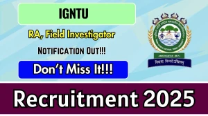 IGNTU Recruitment 2025 - Apply Offline for 02 Research Assistant, Field Investigator Posts