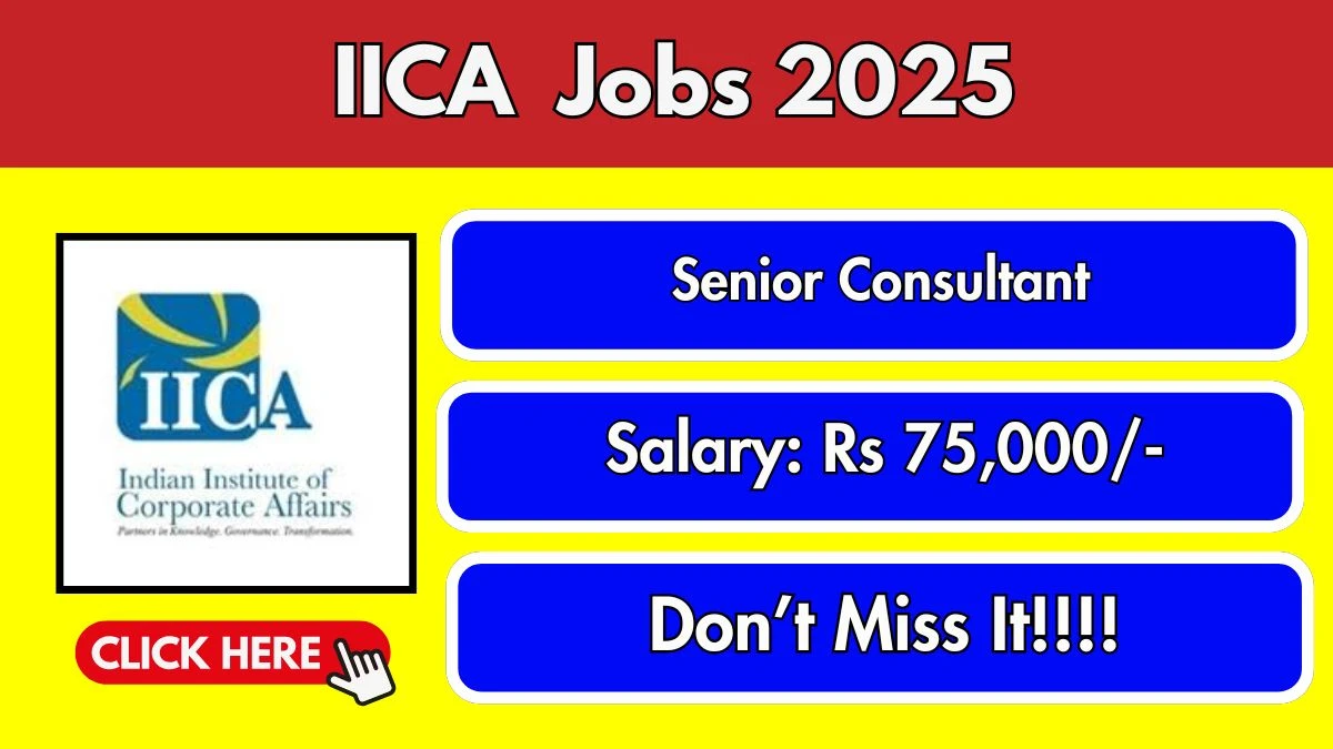 IICA Senior Consultant Recruitment 2025 - Apply Offline for 01 Posts