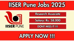 IISER Pune Research Associate Recruitment 2025 – Walk in for 01 Posts IISER Pune Research Associate Recruitment 2025 – Walk in for 01 Posts