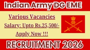Indian Army DG EME Recruitment 2026 - Apply Offline for 03 Lower Division Clerk , Cook and More Posts