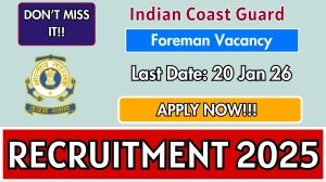Indian Coast Guard Foreman Recruitment 2026 - Apply Offline for 2 Posts Indian Coast Guard Foreman Recruitment 2026 - Apply Offline for 2 Posts