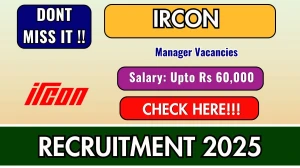 IRCON Manager Recruitment 2026 – Walk in for 20 Posts