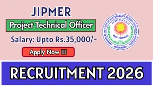 JIPMER Project Technical Officer Recruitment 2026 - Apply Offline