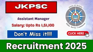 JKPSC Assistant Manager Recruitment 2025-26 - Apply Online