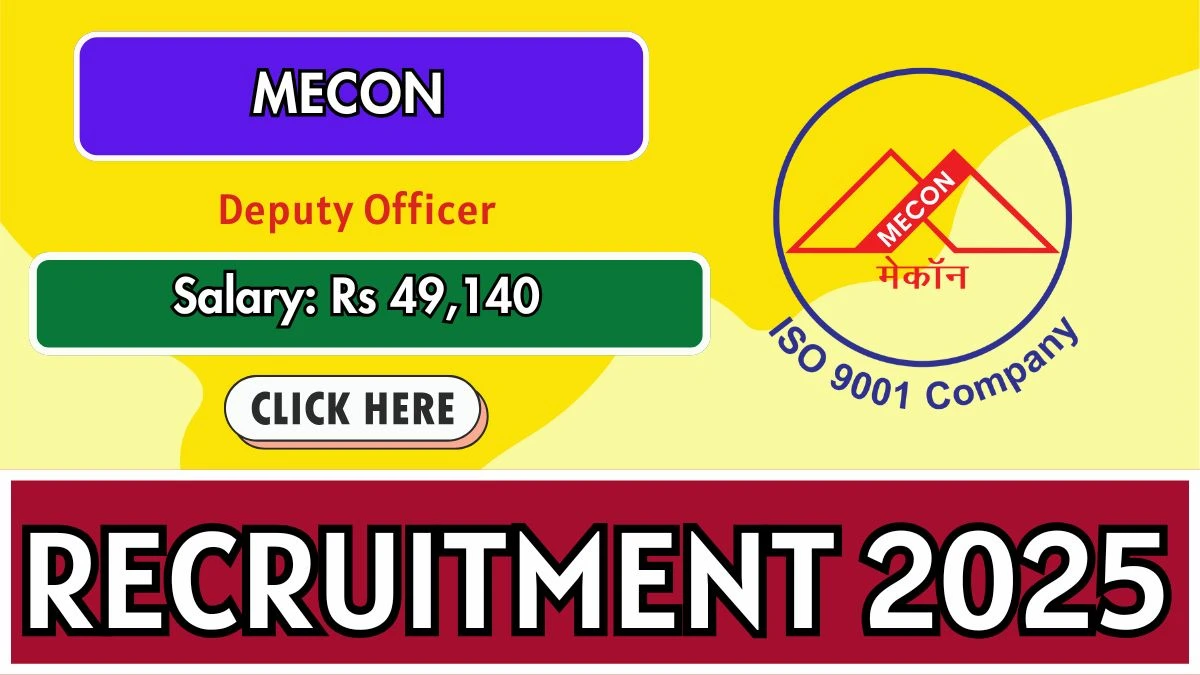 MECON Deputy Officer Recruitment 2025 - Apply Online