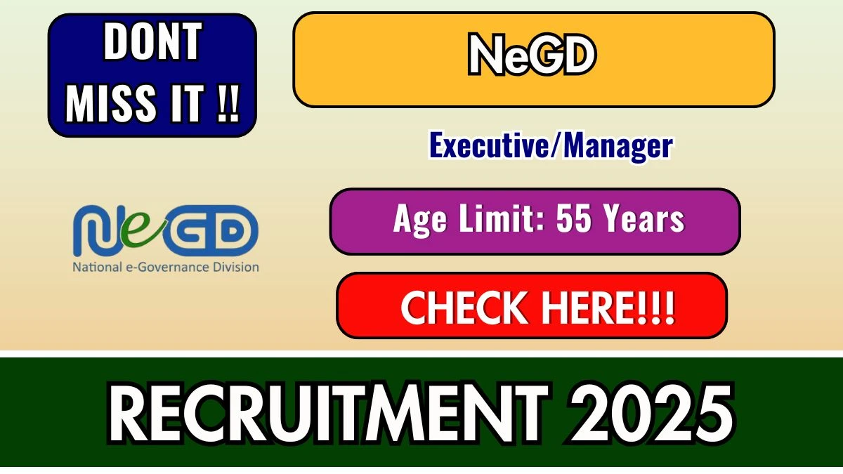 NeGD Executive/Manager Recruitment 2025 - Apply Online for 06 Posts