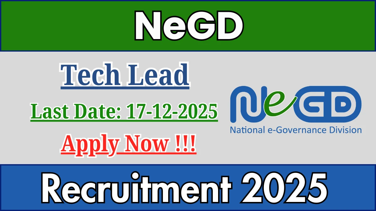 NeGD Tech Lead Recruitment 2025 - Apply Online