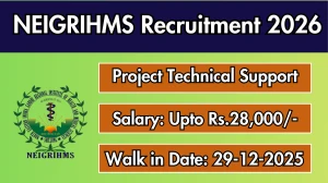 NEIGRIHMS Project Technical Support Recruitment 2025 – Walk in