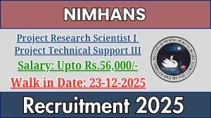 NIMHANS Recruitment 2025 – Walk in for 02 Project Research Scientist I And Project Technical Support III Posts