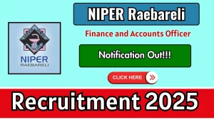 NIPER Raebareli Finance and Accounts Officer Recruitment 2025 - Apply Online