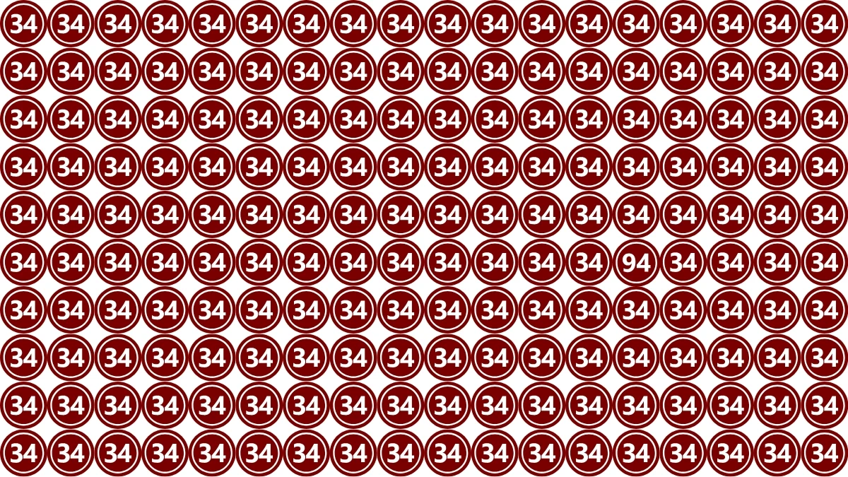 Observation Find it Out: Within 5 Seconds Spot The Number 94 among 34
