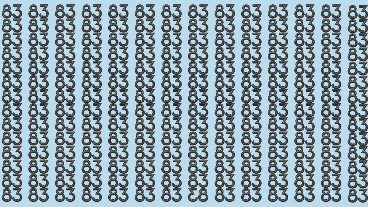 Optical Illusion: Are You A Genius? Within 8 Seconds Spot The Inverted 83 among 83