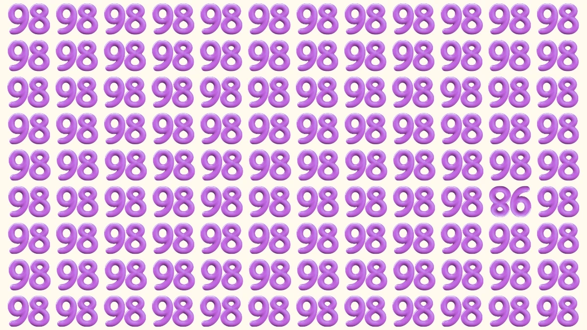 Optical Illusion: Are You A Genius? Within 9 Seconds Spot The Inverted 98 among 98