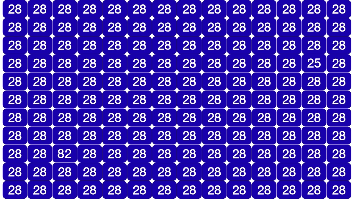 Optical Illusion Eye Test Challenge: Within 6 Seconds Spot The Number 25 and 82 among 28