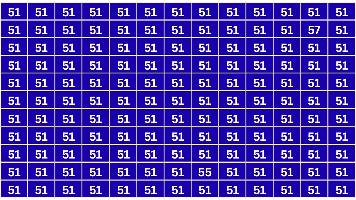 Optical Illusion Eye Test Challenge: Within 8 Seconds Spot The Number 57 and 55 among 51