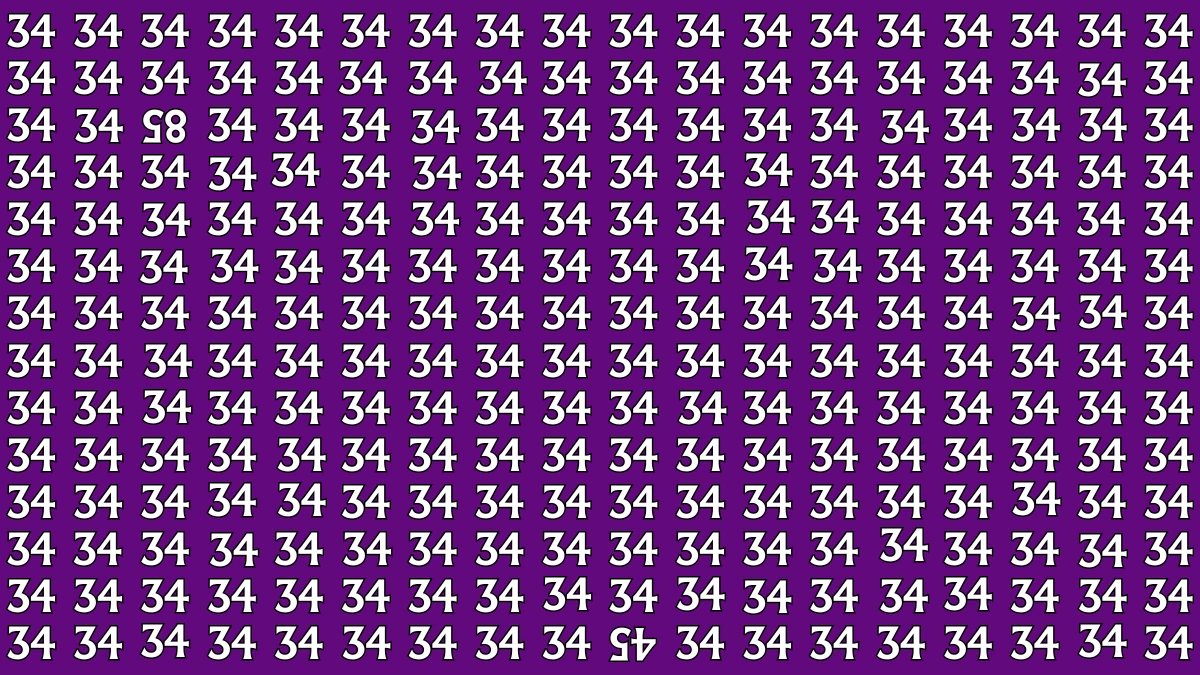 Optical Illusion: Only People with 50/50 Vision Can Spot the Inverted 45 and 85 among 34 in 9 Secs