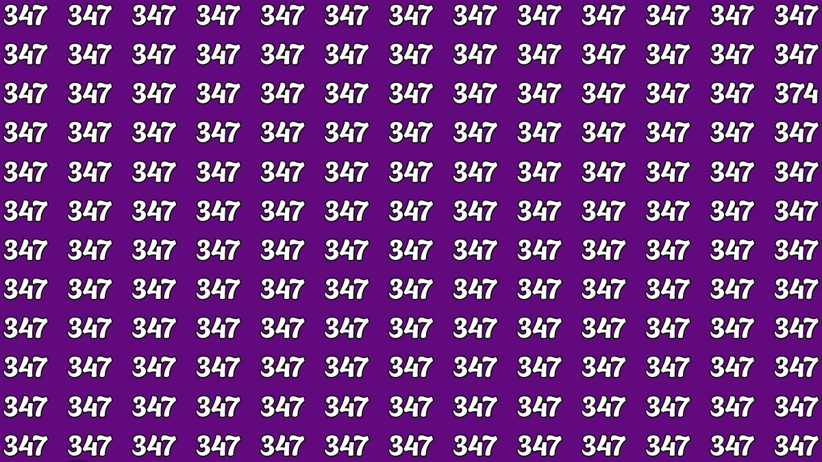 Optical Illusion: Only sharp eyes can spot 374 among 347 in 10 seconds!