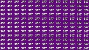 Optical Illusion: Only sharp eyes can spot 374 among 347 in 10 seconds!