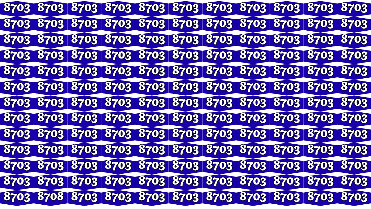 Optical Illusion Puzzle IQ Test: Within 7 Seconds Spot The Number 8708 among 8703
