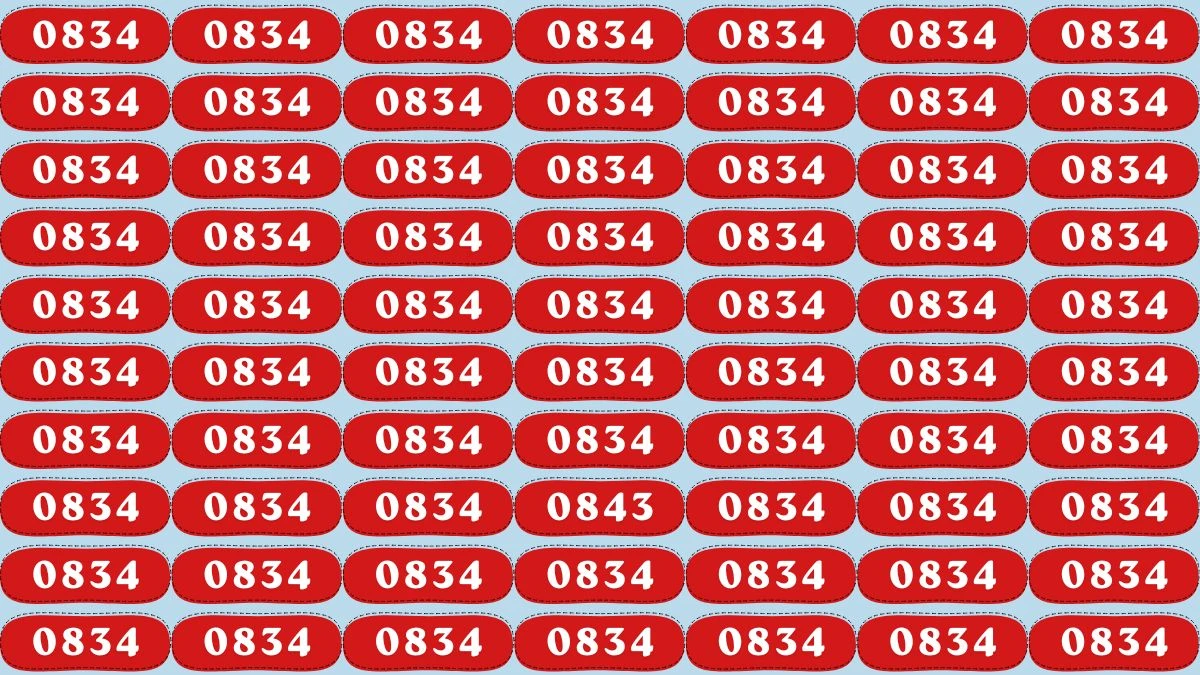Optical Illusion Puzzle IQ Test: Within 8 Seconds Spot The Number 0843 among 0834