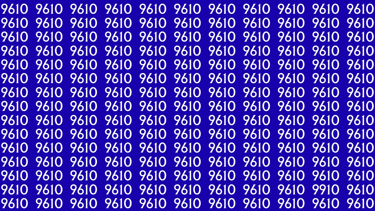 Optical Illusion Puzzle IQ Test: Within 9 Seconds Spot The Number 9910 among 9610