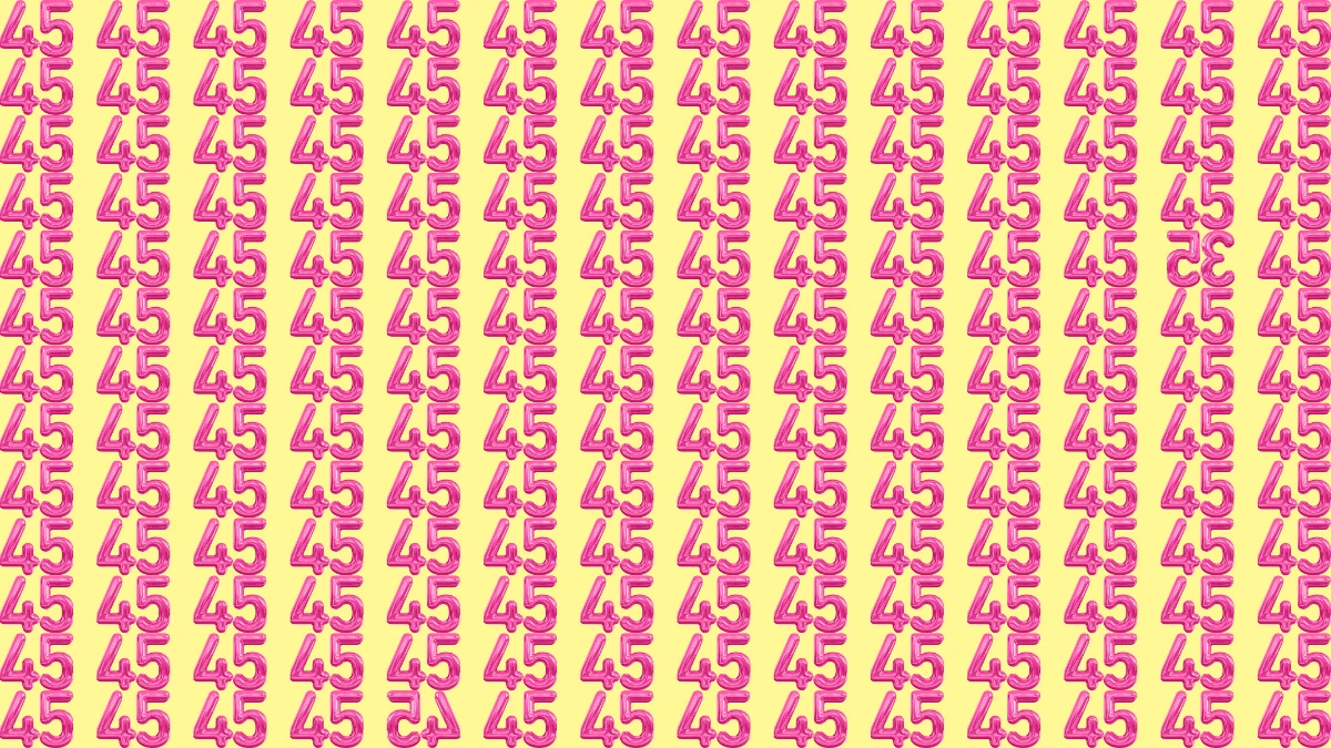 Optical Illusion: Within 7 Seconds Spot The Inverted Number 35 and 45 among 45