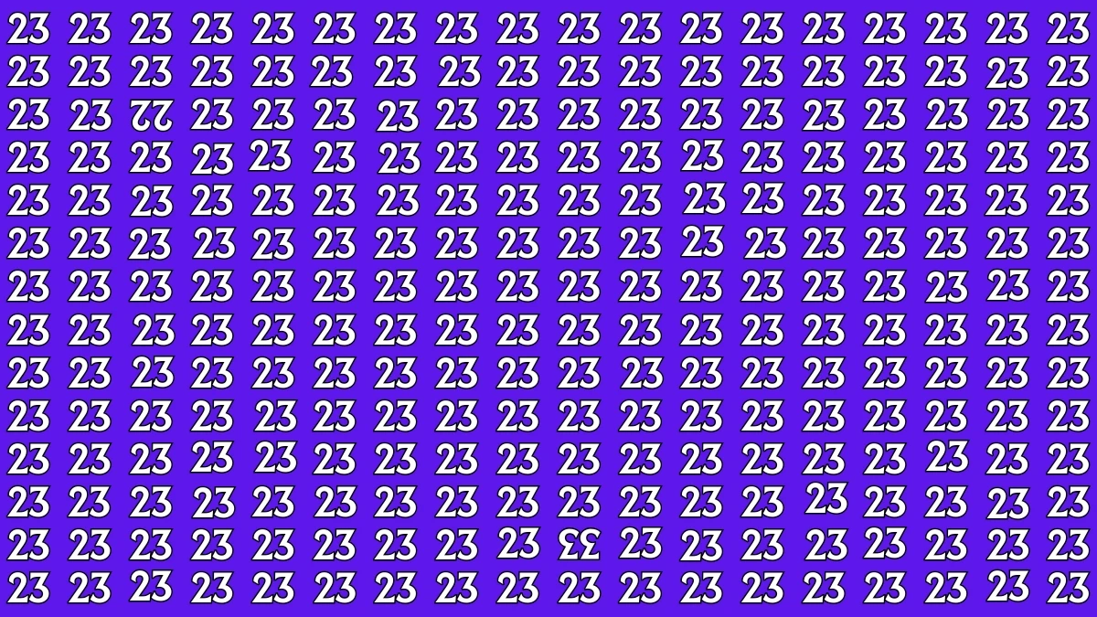 Optical Illusion: Within 8 Seconds Spot The Inverted Number 22 and 33 among 23
