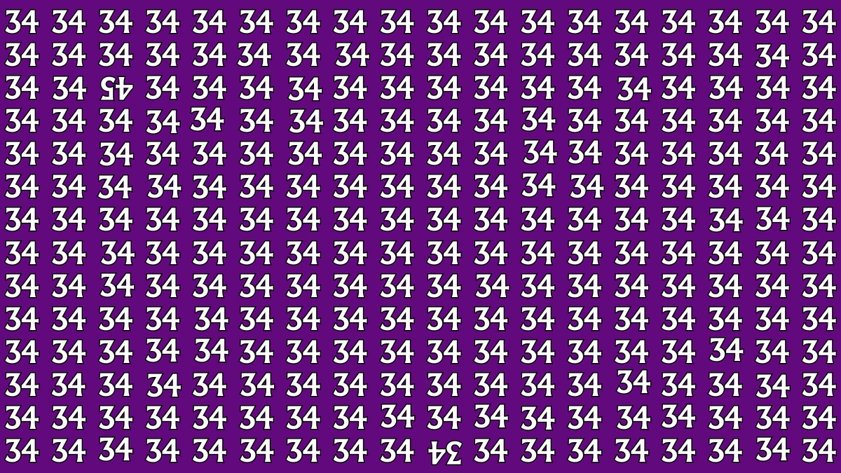 Optical Illusion: Within 8 Seconds Spot The Inverted Number 45 and 34 among 34