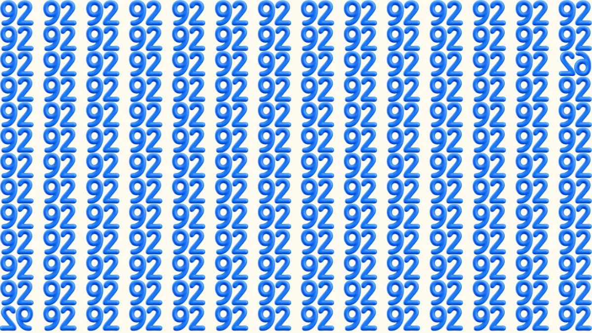 Optical Illusion: Within 8 Seconds Spot The Inverted Number 62 and 92 among 92