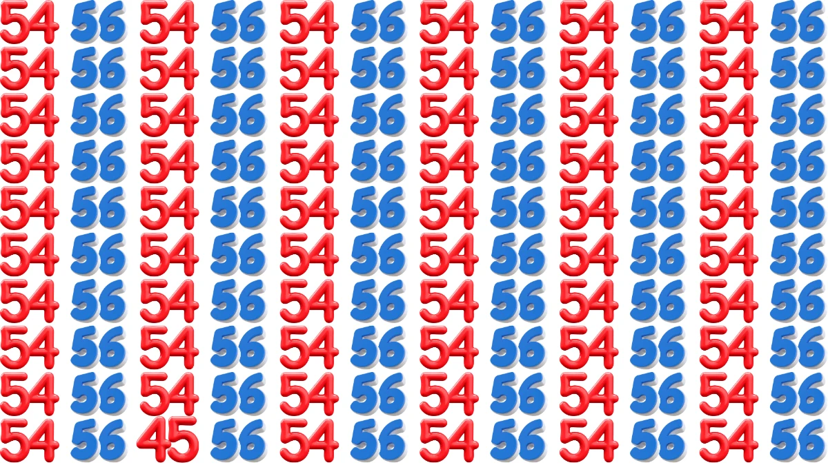 Optical Illusion: Within 9 Seconds Spot The Number 45 among 54 and 56