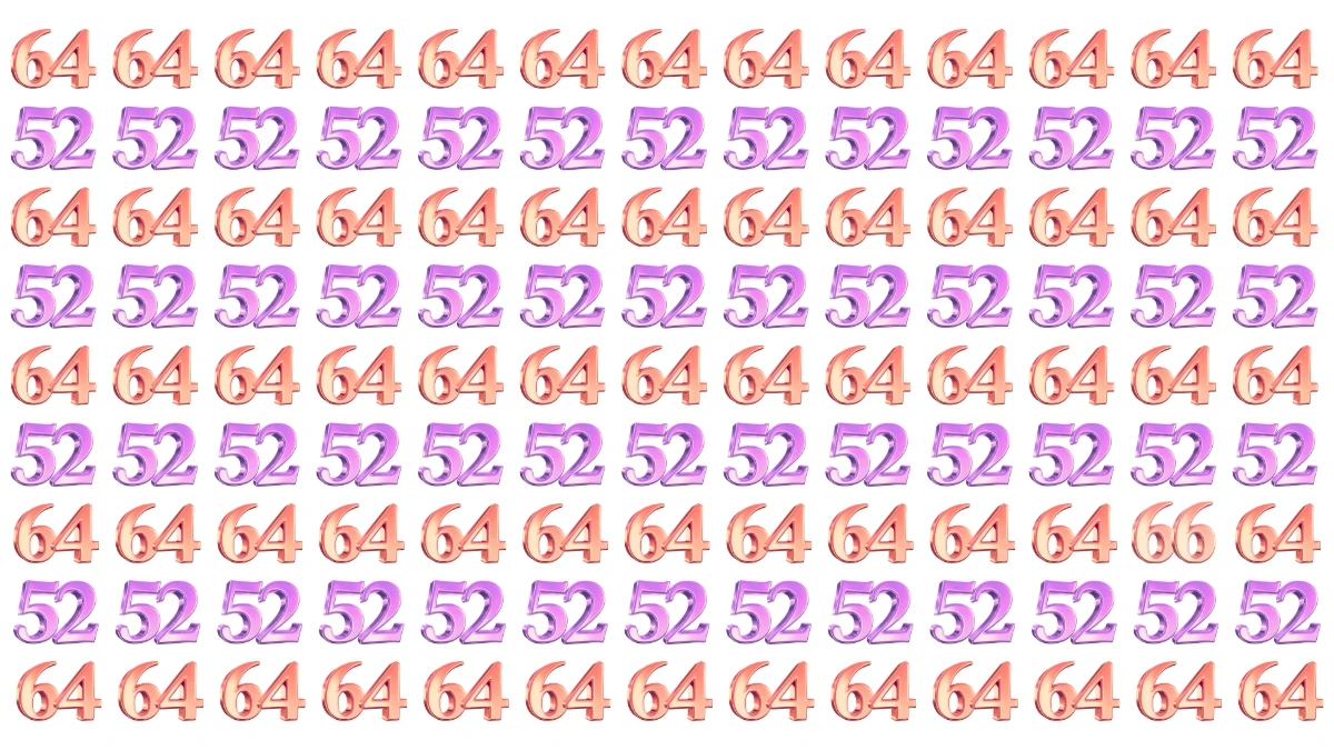 Optical Illusion: Within 9 Seconds Spot The Number 66 among 64 and 52