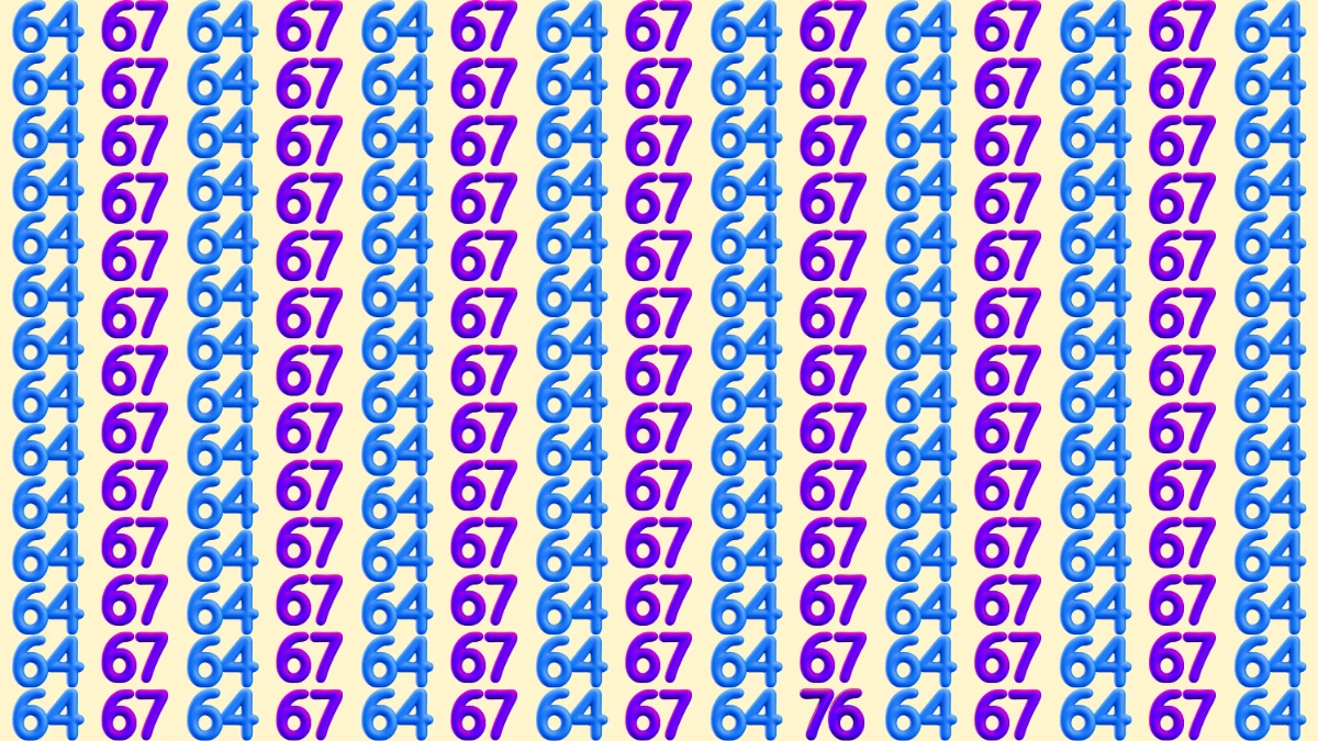 Optical Illusion: Within 9 Seconds Spot The Number 76 among 67 and 64