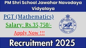 PM Shri School Jawahar Navodaya Vidyalaya PGT Recruitment 2025 - Apply Offline
