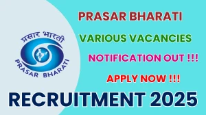 Prasar Bharati Recruitment 2025 - Apply Offline for Broadcast Assistant, Post Production Assistant and More Posts