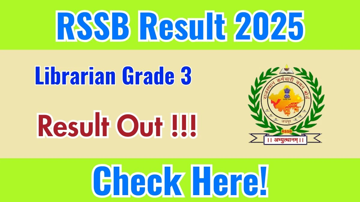 Rajasthan Librarian Grade 3 Result 2025 OUT (Direct Link) - Download Scorecard @rssb.rajasthan.gov.in
