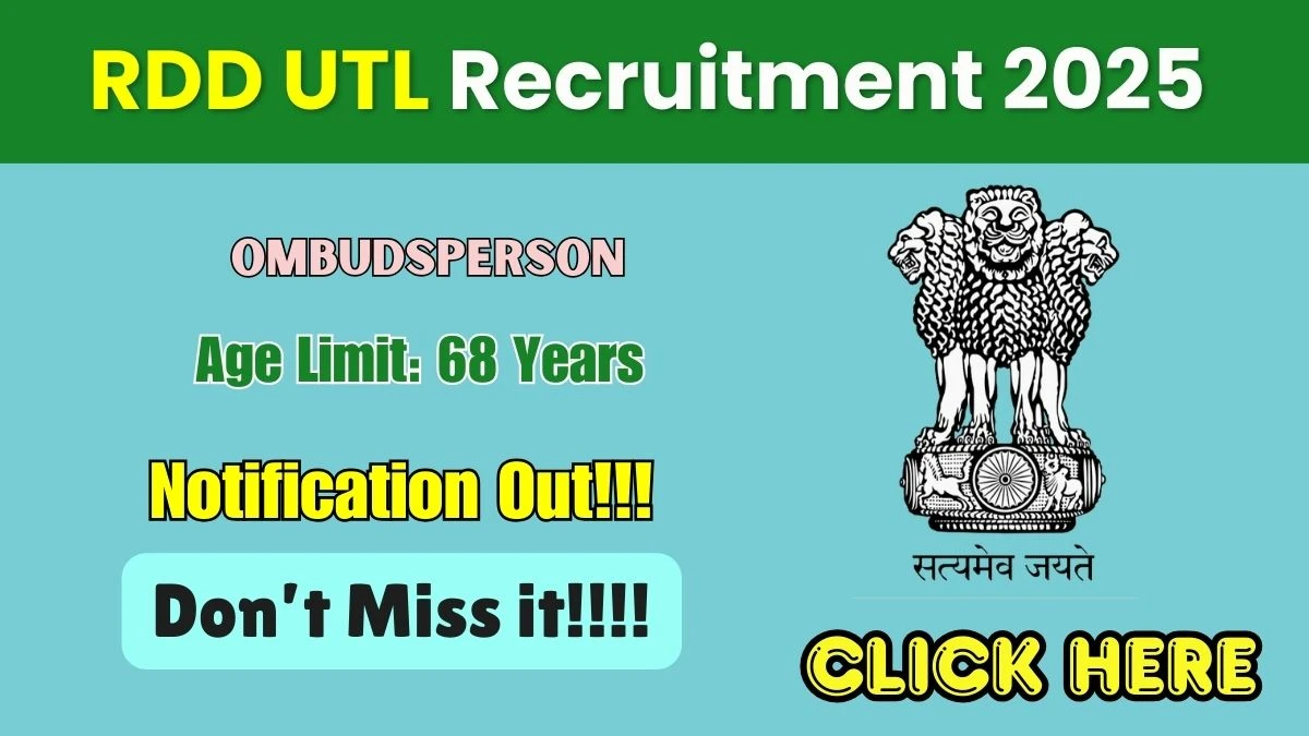 RDD UTL Ombudsperson Recruitment 2025 - Apply Offline for 02 Posts