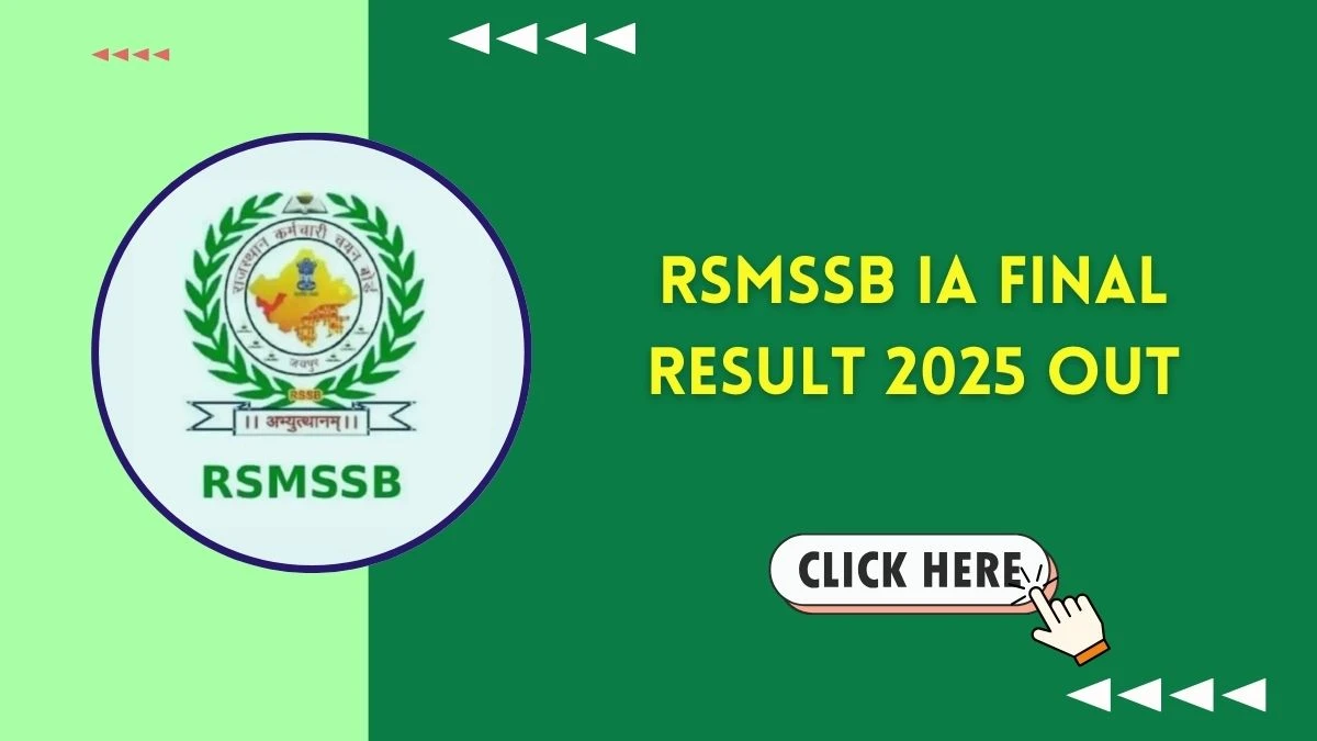 RSMSSB Informatics Assistant Final Result 2025 Declared: Download at rsmssb.rajasthan.gov.in