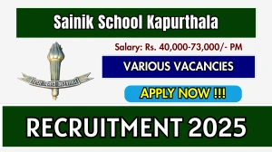 Sainik School Kapurthala Recruitment 2026 - Apply Offline for 03 PGT, Band Master and More Posts Sainik School Kapurthala Recruitment 2026 - Apply Offline for 03 PGT, Band Master and More Posts