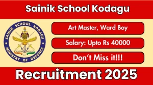 Sainik School Kodagu Recruitment 2025 - Apply Offline for 04 Art Master, Ward Boy Posts