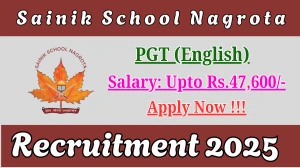 Sainik School Nagrota PGT Recruitment 2025 – Apply Offline