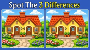 Spot 3 Differences Between the Beautiful House Pictures in 10 Seconds!