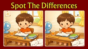 Spot 3 differences between the Boy Doing Homework Pictures in 12 seconds!