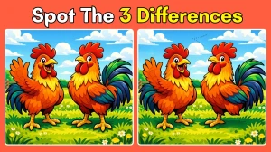 Spot 3 differences between the Rooster Pictures in 12 seconds!