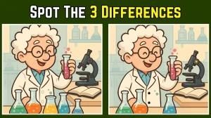 Spot 3 differences between the Scientist Pictures in 10 seconds!