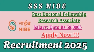 SSS NIBE Recruitment 2025 - Apply Offline for Post Doctoral Fellowship And Research Associate Posts