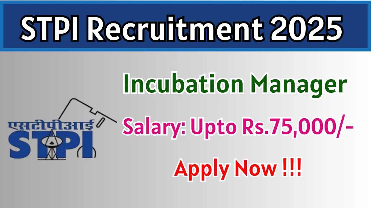 STPI Incubation Manager Recruitment 2025 – Apply Online