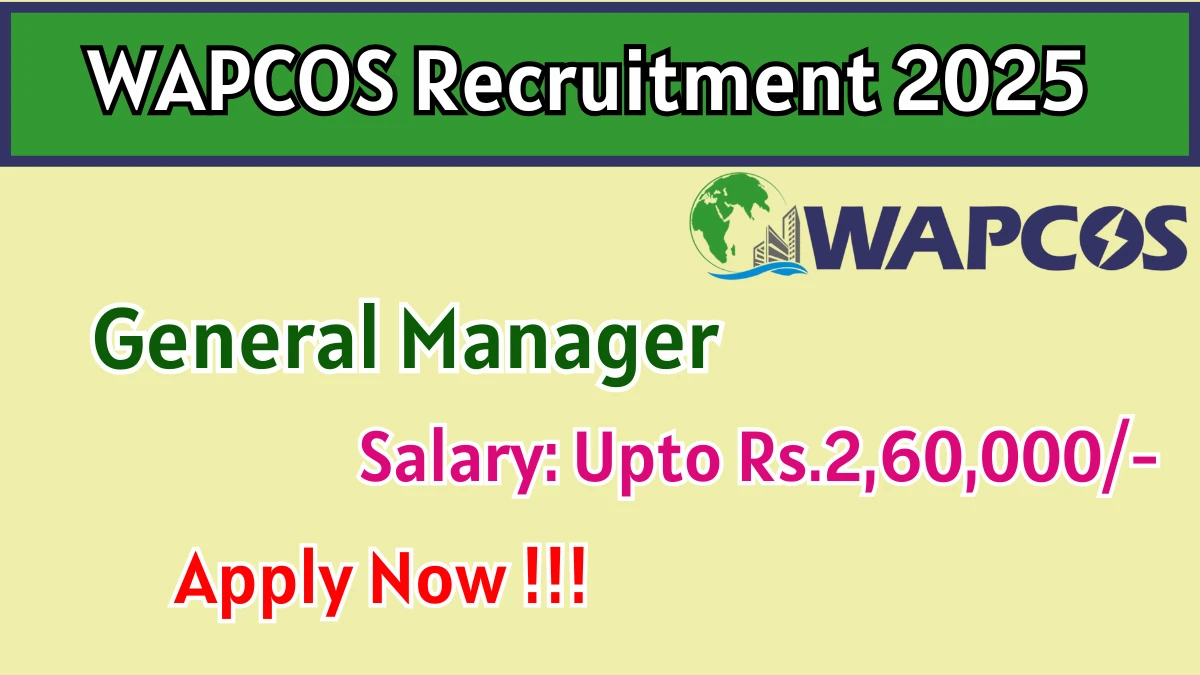 WAPCOS General Manager Recruitment 2025 - Apply Offline for 02 Posts