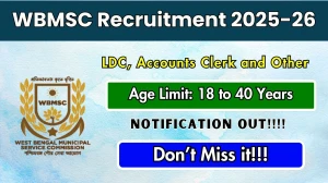 WBMSC Recruitment 2025-26 - Apply Online for 13 LDC, Accounts Clerk and Other Posts